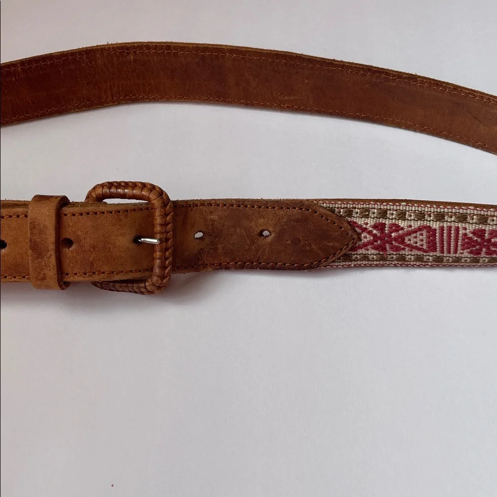 Vintage Style Embroidered leather belt. 34” - Picture 2 of 7
